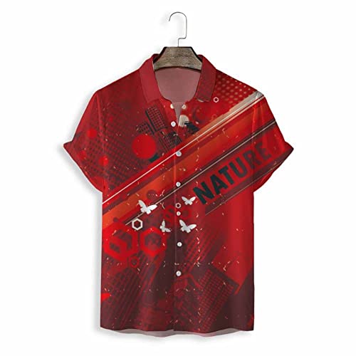 Chemise de fête de vacances décontractée imprimé tropical rouge mode