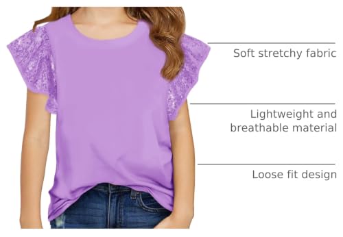 Image of Haloumoning Girls Ruffle Short Sleeve T Shirts Sequin Casual Cute Crewneck Tops