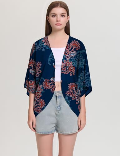 Image of Chunoy Women Short Sleeve Chiffon Kimono Beach Swimsuit Cover Up