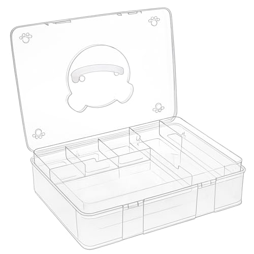 Image of Tosnail 12.8 inch x 9 inch Large 2 Tiers Plastic Craft Organizer Box Storage Container with Removable Tray, First Aid Carrying Case for Home, Office Supplies, Stationery, Sewing, Painting, Arts (Clear)