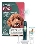 emmi PET PRO Ultraschall Zahnbürste für Hunde I Geräuschlose Hundezahnbürste gegen Zahnstein, Plaque & Maulgeruch I Schonende Zahnpflege ohne Schrubben I 12 Tage Akkulaufzeit