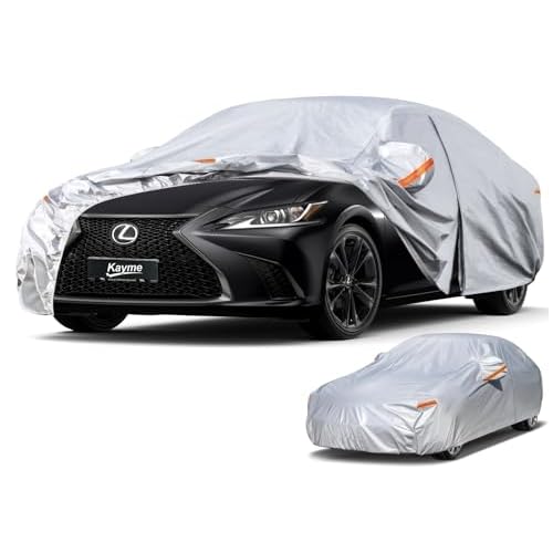 Kayme 6 Layers Car Cover Custom Fit for Lexus ES ES300 ES330 ES350 ES300h (2001-2025) Waterproof All Weather for Automobiles, Outdoor Full Cover Rain
