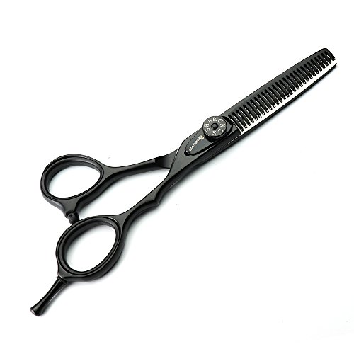Ciseaux de coiffeur noir profond 5,5 et 6 pouces contre les pointes fourchues