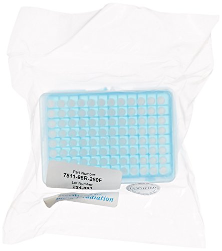 Globe Scientific 153825 Polypropylene Universal Low Retention Filter Pipette Tip, Graduated, Sterile, Racked, Natural, 1-250µL Volume Range, 58mm Length (Case of 960)
