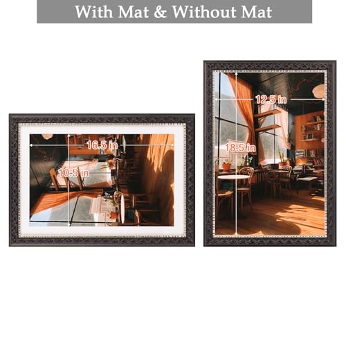 Image of Golden State Art, 13X19 Ornate Finish Photo Frame with White Mat for 11X17 Picture & Real Glass, Color: Black with Silver & Burgundy