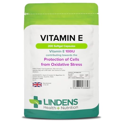 Lindens Vitamina E 100 UI en cápsulas | 200 Paquete | Potente antioxidante que ayuda a proteger las células del estrés oxidativo