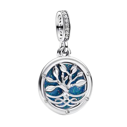 LaMenars Charms World Tree Pendant para Pulseras 925 Sterling Silver Bead Mujeres Charms Día de la Madre Cumpleaños Aniversario Joyería para Mujer