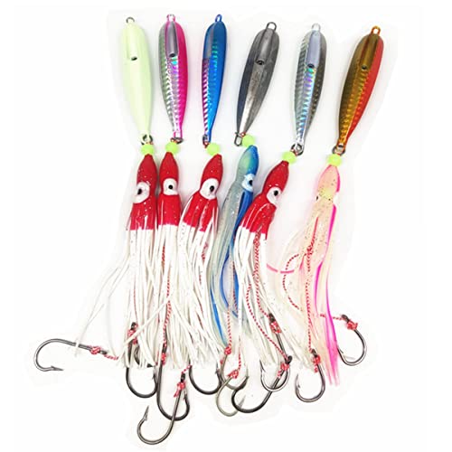 xiangshang shangmao 6 Stück 100g Inchiku Angelköder mit Jig und Oktopus, Snapper King