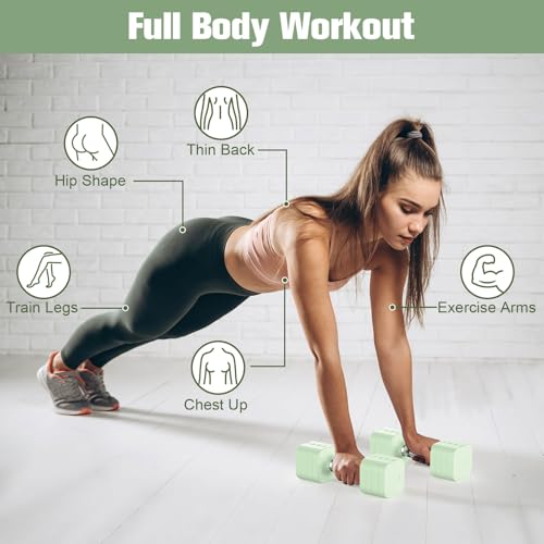 Hezeyferg 22LBS Adjustable Dumbbells Set, Adjustable Weight Dumbbells with 4 Levels 4.4lb, 6.6lb, 8.8lb, 11lb, Hand Weights Sets for Women/Men Home Gym Full Body Workout (11LB Each ( 22LB Pair ), Green) by Hezeyferg - Image 5