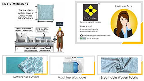 Image of Reversible 20x20 Teal Cotton Argyle Woven Pack of 1 Fashion Throw Pillow Covers Cases for Couch Sofa Home Decoration | 50 x 50 cm
