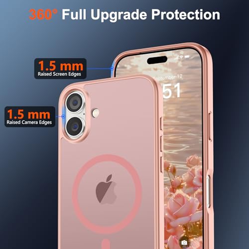 Image of SUPFINE Magnetic for iPhone 17 Case (Compatible with MagSafe)(Military Grade Drop Protection) Translucent Matte Shockproof with Anti-Fingerprint Phone Cover 2025,Pink