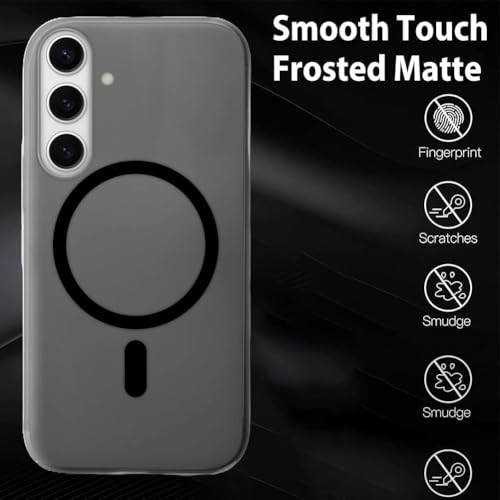 Image of SHINESTAR Back Cover for Samsung Galaxy A16 5G | Frosted Semi-Transparent Slim Case | Only Compatible with Wireless Magnetic Accessories | Hard Back, Matte Finish - Black