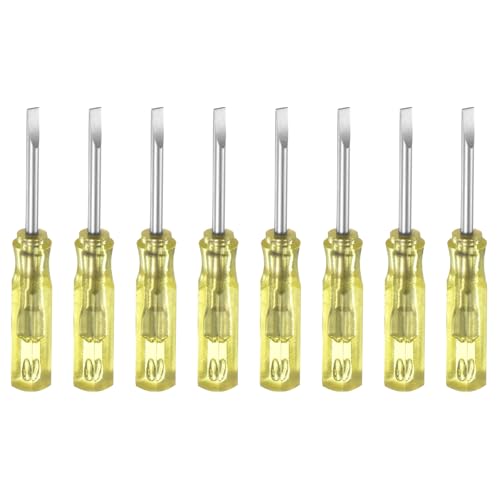 QUARKZMAN 8pz Sl2.0 Mini Cacciavite a Taglio 2mm Testa Piatto Magnetica 45mm Lunghezza per Riparazioni di Piccoli Elettrodomestici, Giallo