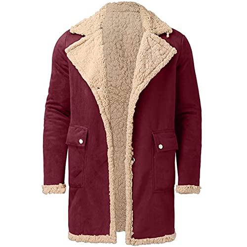 Mens Winter Coat, Fashion Jackets And Coats Men Jacket Jacket With Hoodie Men's Canvas Jacket Hood Zipper Coat Lapel Collar Long Sleeve Padded Polyester Jacket Outerwear Jacket (5Xl, Red) #TOP2