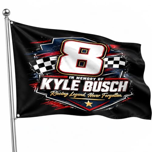 Kyle Buschs Memorial Flag Funny Banners For Outside House Number 8 Racing Fan Outdoor Decor for Garage and Racing Party