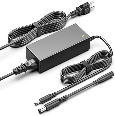 65W Laptop Charger Compatible with Dell Inspiron 11 13 14 15 17 24-3000 5000 7000 Series, 2 Tips AC Adapter Power Supply Cord（4.5mm and 7.4mm）