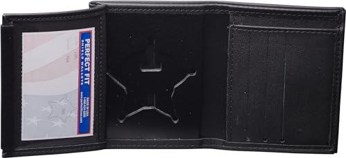 Perfect Fit Shield Wallets Milwaukee County Sheriff Hidden Badge Bi-Fold Wallet (Cutout PF-768) Black Leather