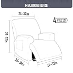 Recliner Covers, Stretch Reclining Chair Covers, Recliner Sofa Slipcovers Stripe Jacquard Recliner Couch Covers Furniture Protector Covers for Pet Kid Good Choice for All Seasons (Beige) - Image 3