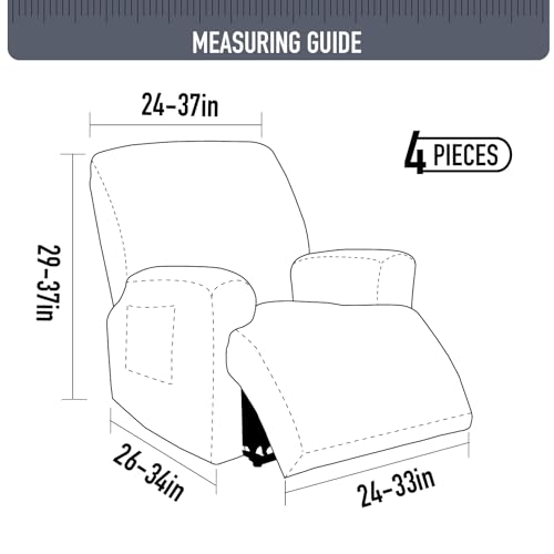 Recliner Covers, Stretch Reclining Chair Covers, Recliner Sofa Slipcovers Stripe Jacquard Recliner Couch Covers Furniture Protector Covers for Pet Kid Good Choice for All Seasons (Beige) - Image 4
