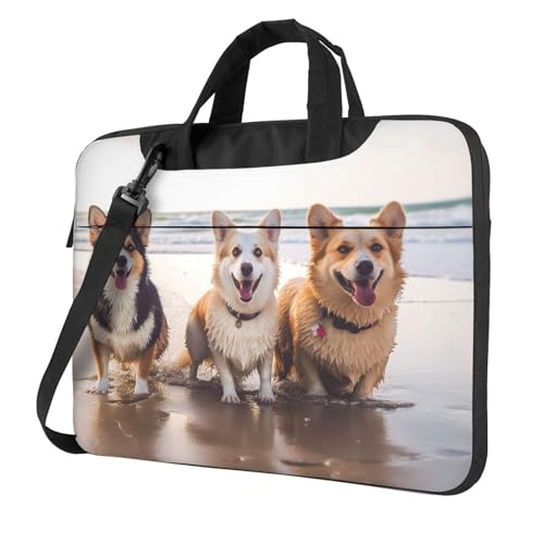 Maletín portátil para laptop 14 pulgadas Happy Dogs Beach miniatura 1