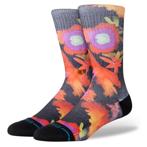 Stance Watered Crew Socks Black Floral Design Cover