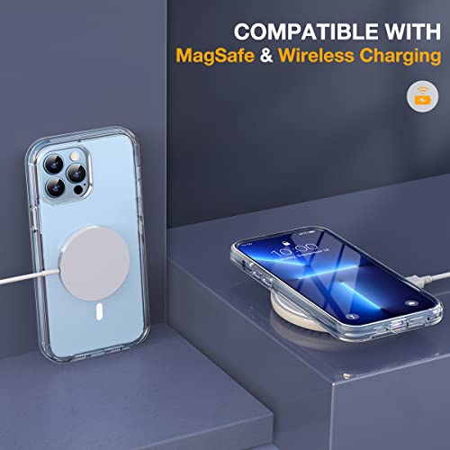 Image of Miracase for iPhone 13 Pro Case 6.1 inch,Full-Body Protection,Clear Bumper Case with Built-in 9H Tempered Glass Screen Protector,Military-Grade Drop Protection Outdoor Phone Case for iPhone 13 Pro,Clear