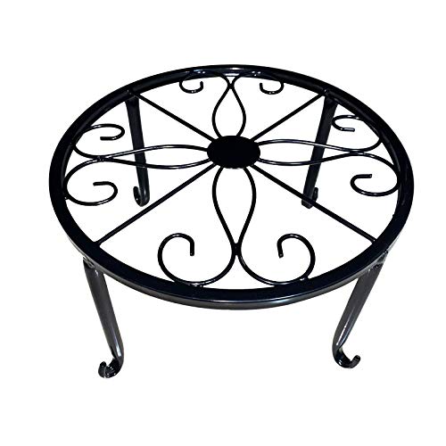 liaddkv Soporte de metal para macetas pesadas, juego de soportes para macetas, para interiores, patios, jardines y jardineras, grandes, redondas, color negro, talla única