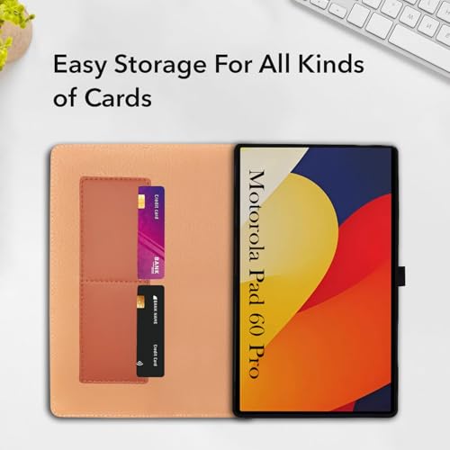 Image of Jkobi Flip Cover Folio Cover for Motorola Moto Pad 60 Pro 12.7 Inch (PU Leather | Multi-Angle Smart Stand | Card Storage Slots | Silicone Back Pouch)