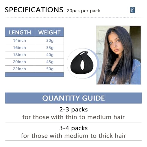 Image of COOKAYU Invisible Tape in Hair Extensions Human Hair
