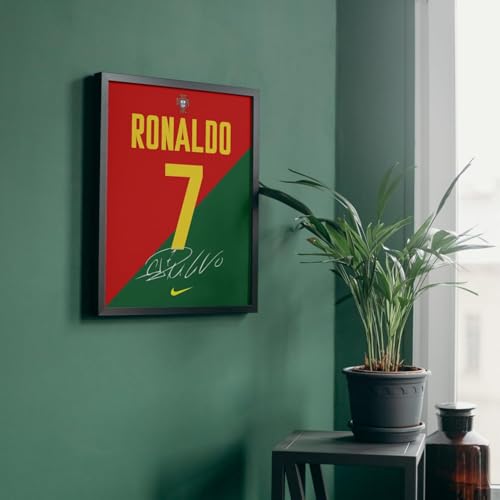 Image of Posternet Cristiano Ronaldo Jersey Poster with Frame | Football Wall Art for Bedroom, Living Room & Gaming Setup | Premium Acrylic Front | HD Sports Wall Decor | 8 x 12 Inch Ready to Hang Gift for Football Fans