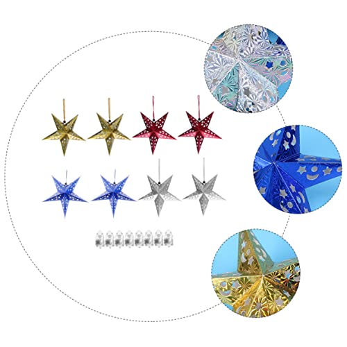 Luxshiny 8 Unidades de papel de luz de estrela lustre pendente luminária pendente enfeites de árvore