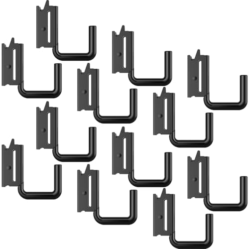 KOPKIO 12 PCS Heavy Duty Steel E Track J Hooks Black
