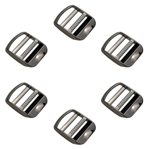 Nifocc 6 Pcs Metal Ladder Lock Buckle Slider Adjustable Webbing Strap Release Buckles Adjustable Zinc Alloy Buckle for Backpack Strap Accessories 1 inch 25mm Gunmetal