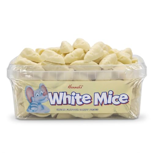 Hannahs White Chocolate Mice 600g Resealable Tub | Creamy Retro Sweets Bulk Sharing Pack | Iconic Confectionery for Party Bags Gifting and Movie Nights