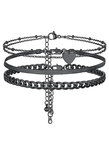 PROSTEEL Trendy Handcuffs Design/Customize Words Ankle Bracelet For Women, 316L Stainless Steel Anklets Silver/Gold/Black Tone, Hypoallergenic, Come with Box