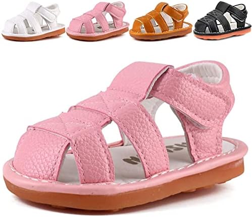Baby Boys Girls Squeaky Sandals Summer Closed-Toe Anti-Slip Premium Rubber Sole Toddler First Walkers Shoes