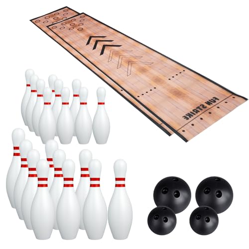 UCEHIPAW 2 Sets Mini Bowling Set with Lane Full Bowling Pins and Ball Set for Home Family Friends Indoor and Outdoor