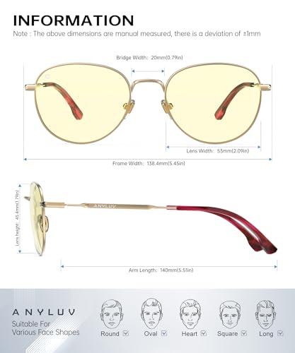 Image of ANYLUV Blue Light Blocking Glasses Men Women, Round Lightwight Blue Light Glasses Computer Screen for Eye Protection