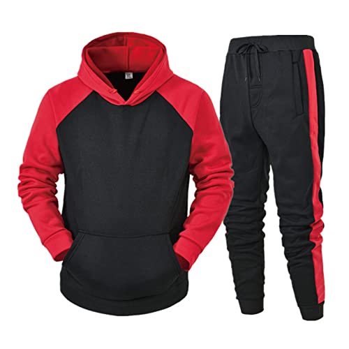 Generic Chándal para hombre de algodón de hombre para correr, chándal de chándal con capucha, pantalones deportivos con capucha y pantalones deportivos al aire libre, informal, con cremallera,