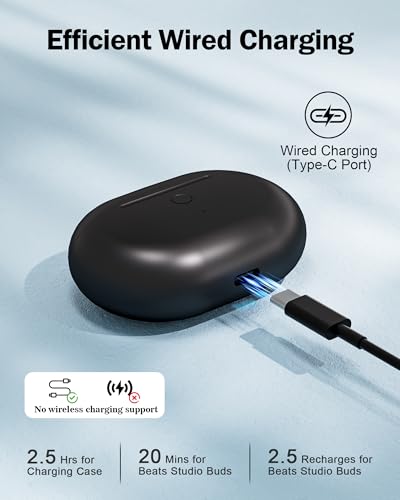 Image of Charging Case Replacement for Beats Studio Buds - Earbuds Charger Case with Bluetooth Pairing Sync Button, 660mAh Battery (Earbuds Not Included)