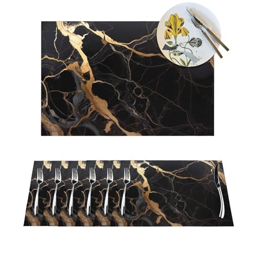 Sets de table antidérapants en PVC marbre noir pour table de cuisine design - 2
