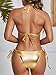 Women's Bikini Swimsuits Sexy String Triangle Bikini Sets for Women - Womens Swimsuits 2 Piece Gold Thong Halter Bikini