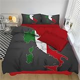 DLERFLOVR Italian Flag Queen Duvet Cover Italy Map Reversible Quilt Cover, Ultra Soft Hypoallergenic Bedding Sets 3pcs with Zipper Closure, Dark Gray, 90' x 90'