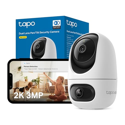 Tapo NEW C245D 2K Dual Lens Camera,Security Camera with Smart Tracking,Wide-angle Lens, Smart AI Camera,CCTV,40 ft IR Night Vision,2 Way Audio,No Hub,Alexa,Google Home,Flexible Storage,No Mo