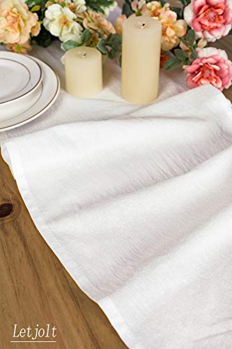 White Table Runner Rustic Table Runner Farmhouse Table Runner 108 Inches Cotton Fabric Decor Wedding Baby Shower Home Kitchen Birthday Party #TOP1