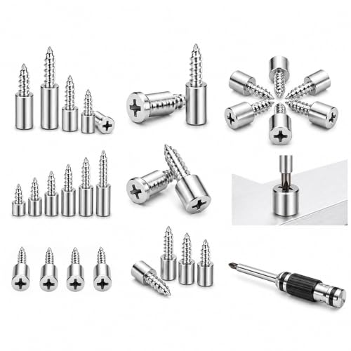 Image of By inchVP INDUSTRIES inch (Pcs-20) No.10x25 mm Shelf Support Screw with Decorative Cap Phillips-Slotted Self-Tapping Screw - Stainless Steel, High-Tensile for Wood, Metal, Furniture & DIY Applications
