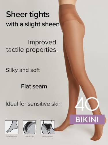 Image of Conte Women's Lace Top Patterned Panties Pantyhose Tights Bikini 40 Den