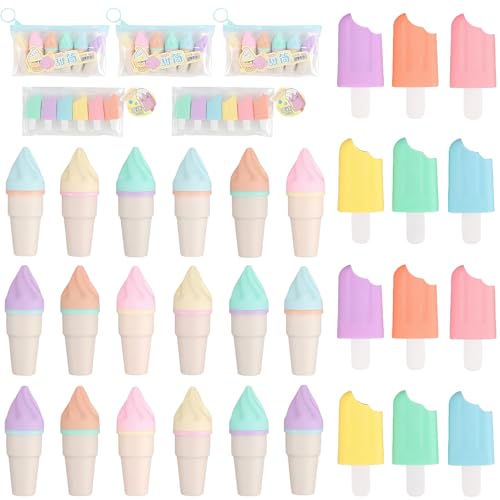 Meanju Mini Textmarker Set 30 Stück, Lustige Leuchtstifte in Eistüte & Eis-am-Stiel Design, Textmarker Klein mit Macaron Farben, Ideal für Schule, Studium, Büro, als Mitgebsel oder Gastgeschenk