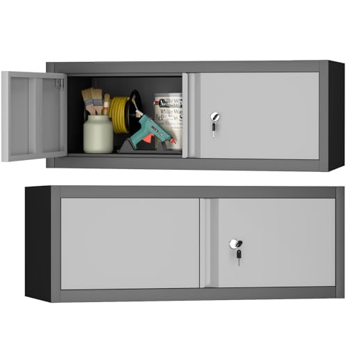 GREATMEET Metal Garage Storage Cabinets, Lockable Storage Cabinet with Doors,