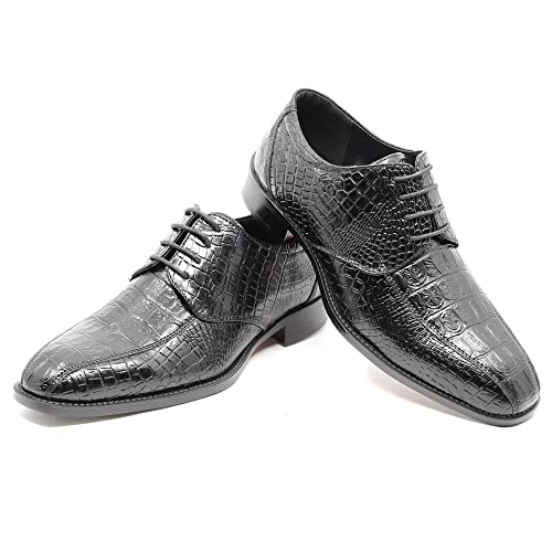 Image of Men's Alligator Crocodile Print Oxford Fashion Lace Up Dress Shoe croco-03